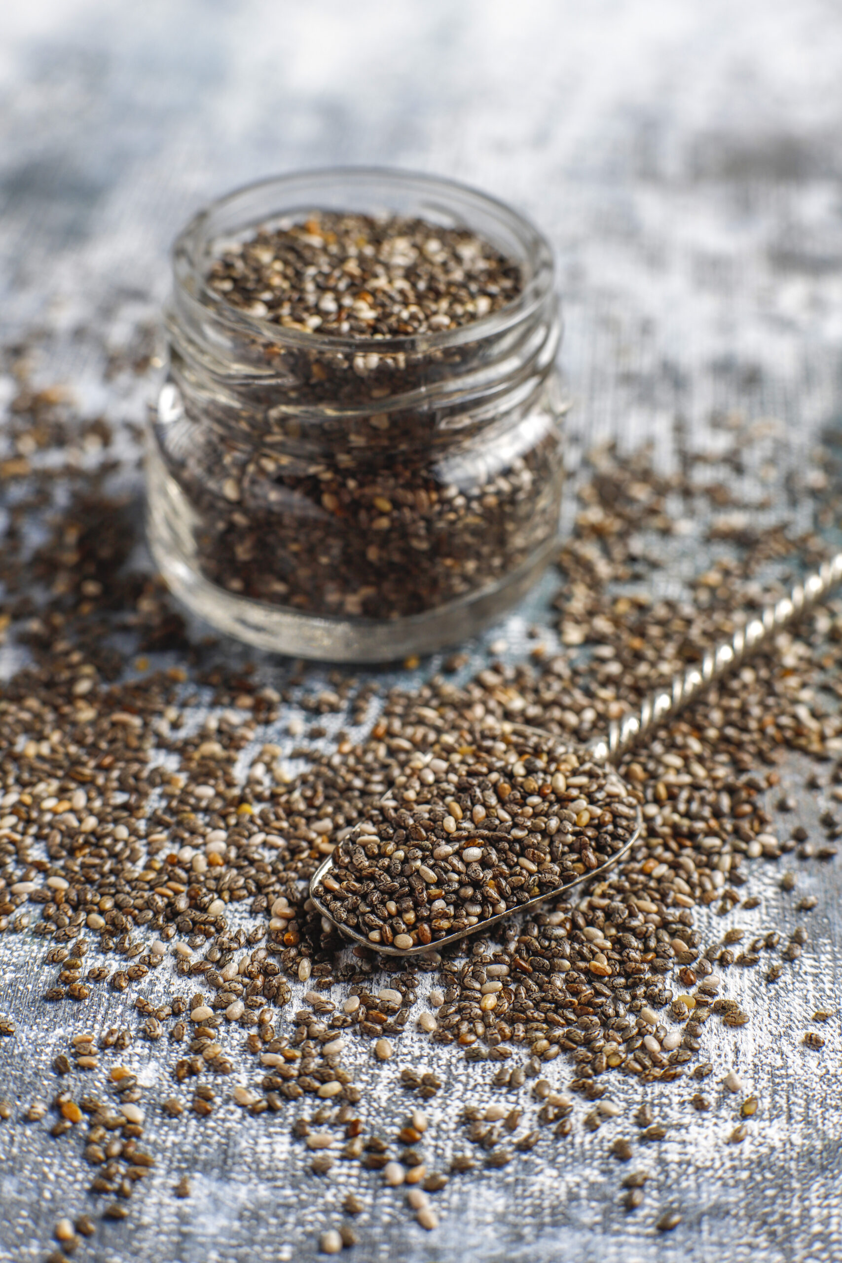 Nutritious chia seeds.